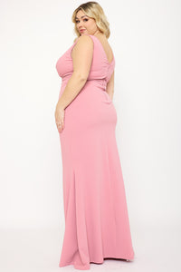 Symphony Dress - Mesh Detailed On Bust Pleated Plus Size Maxi Dress | Zezebe