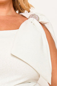 Symphony Dress - Glitter One Shoudler Night Out Plus Size Mini Dress | Zezebe