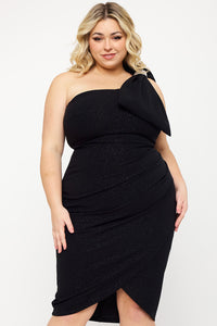 Symphony Dress - Glitter One Shoudler Night Out Plus Size Mini Dress | Zezebe