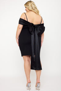 Symphony Dress - Contrast Fabric Open Shoulder Night Out Plus Size Mini Dress | Zezebe