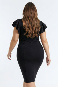 Queen Anne Neckline Plus Size Mini Dress