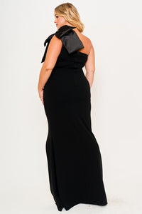 Symphony Dress - Fabric Contrast Of Techno Crepe And Satin Plus Size Maxi Dress | Zezebe