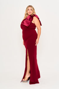 Symphony Dress - Fabric Contrast Of Techno Crepe And Satin Plus Size Maxi Dress | Zezebe