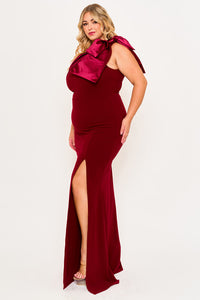 Symphony Dress - Fabric Contrast Of Techno Crepe And Satin Plus Size Maxi Dress | Zezebe