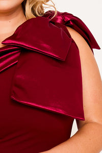 Symphony Dress - Fabric Contrast Of Techno Crepe And Satin Plus Size Maxi Dress | Zezebe