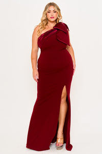 Symphony Dress - Fabric Contrast Of Techno Crepe And Satin Plus Size Maxi Dress | Zezebe