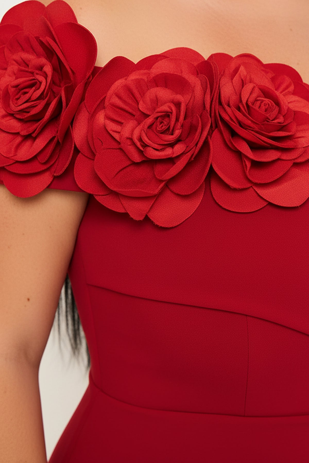 Symphony Dress - Flower Corsage On One Side Off The Shoulder Plus Size Maxi Dress | Zezebe