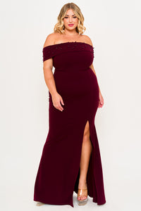 Symphony Dress - Pearl Beaded Detail Off The Shoulder Mermaid Plus Size Maxi Dress | Zezebe