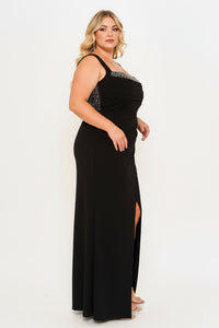 Symphony Dress - Pearl And Rhinestone Embellished Plus Size Maxi Dress | Zezebe