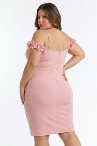Symphony Dress - Off The Shoulder Floral Appliques Night Out Plus Size Mini Dress | Zezebe