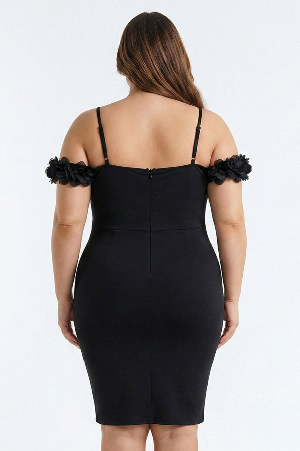 Symphony Dress - Off The Shoulder Floral Appliques Night Out Plus Size Mini Dress | Zezebe