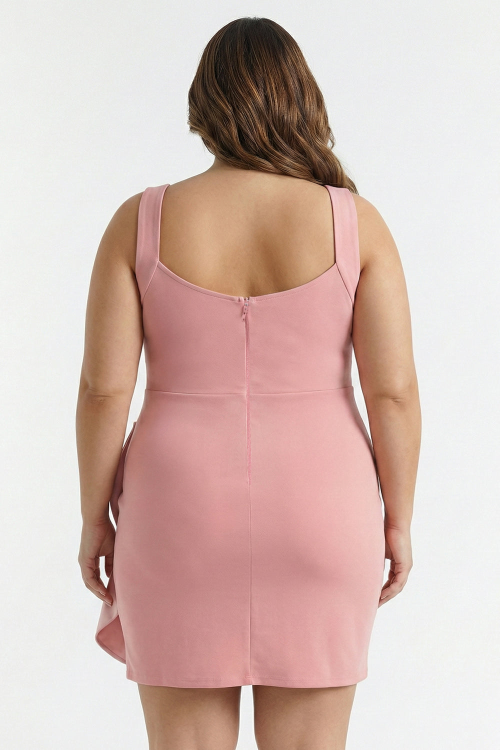 Plus Size Night Out Dress - Satin Bow Detail Fabric Contrast Plus Size Mini Dress | Zezebe