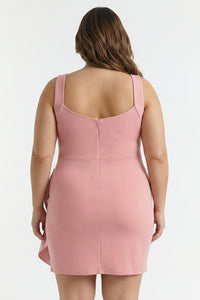 Plus Size Night Out Dress - Satin Bow Detail Fabric Contrast Plus Size Mini Dress | Zezebe