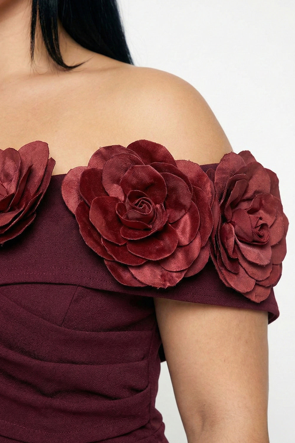 Plus Size Night Out Dress - Flower Corsage Side Detail Plus Size Midi Dress | Zezebe