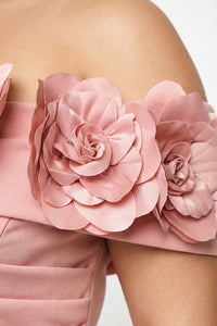 Plus Size Night Out Dress - Flower Corsage Side Detail Plus Size Midi Dress | Zezebe