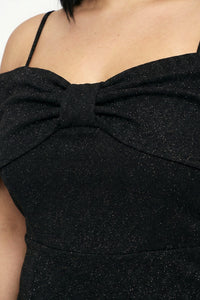 Plus Size Night Out Dress - Bow Front Off The Shoulder Plus Size Midi Dress | Zezebe