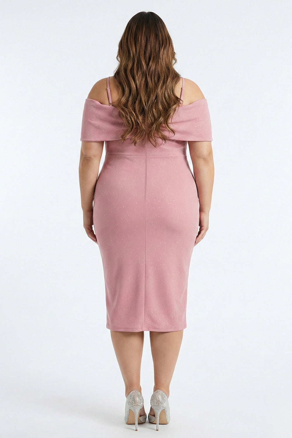 Plus Size Night Out Dress - Bow Front Off The Shoulder Plus Size Midi Dress | Zezebe