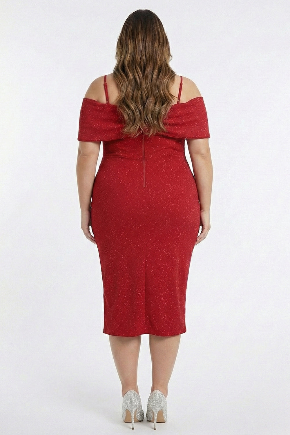 Plus Size Night Out Dress - Bow Front Off The Shoulder Plus Size Midi Dress | Zezebe