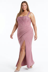 Embellished Corset Plus Size Maxi Dress