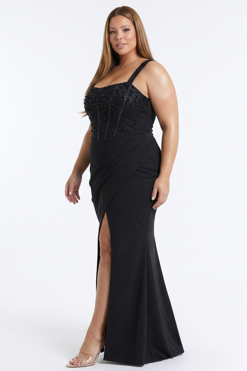 Embellished Corset Plus Size Maxi Dress
