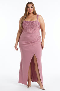 Embellished Corset Plus Size Maxi Dress