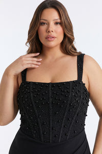 Embellished Corset Plus Size Maxi Dress