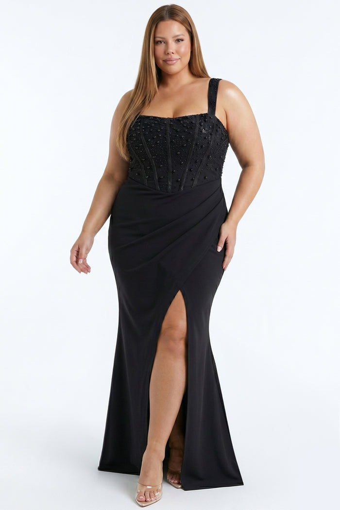 Embellished Corset Plus Size Maxi Dress
