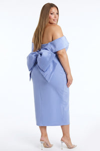 Off The Shoulder Bow Detail Plus Size Midi Dress
